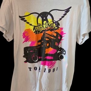 MadeWorn Graphic Tee - White with Multicolor Design. Medium. Very Good Condition